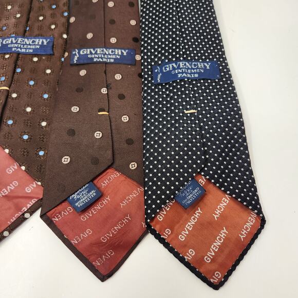 Givenchy Gentlemen Paris Vintage Tie Lot of 5 Neckties Brown Black Red Blue - Picture 6 of 6